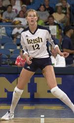Lauren Brewster had six service aces to help Notre Dame tie its school record for aces in a four-game match, with 15.