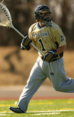 Senior Joey Kemp made 13 saves to help Notre Dame top Loyola, 7-6, in the season-opener.