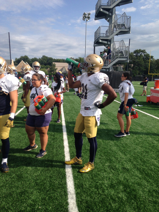 The importance of proper hydration is drilled into Nick Watkins and his teammates daily before, during and after practice.