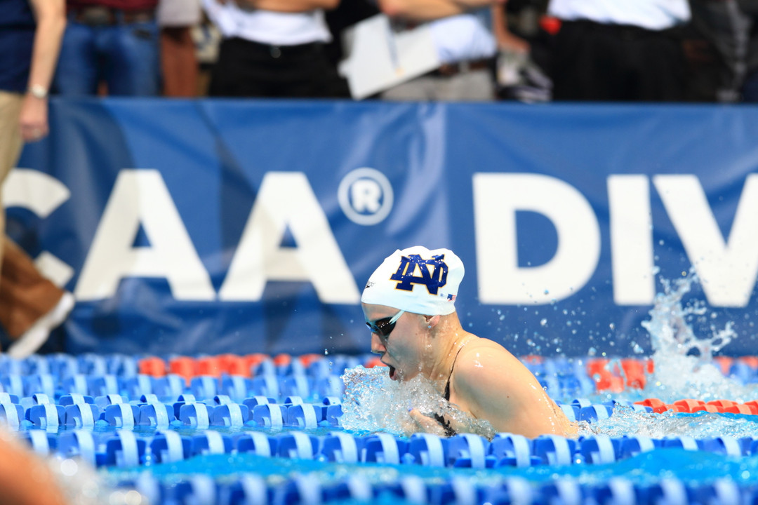Sophomore Emma Reaney won the 200 IM for the second straight year, breaking her own meet record.