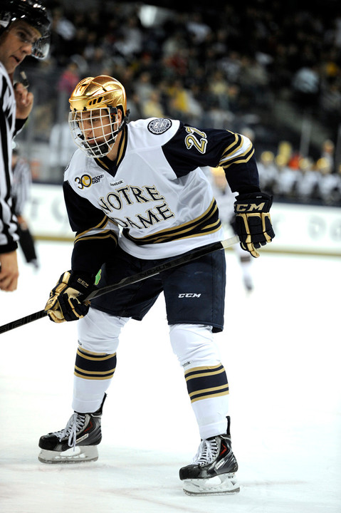 Junior Austin Wuthrich scored the lone Irish goal in the 4-1 loss at Minnesota Duluth.