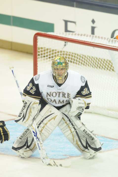 Senior goaltender Mike Johnson stopped 26-of-28 shots in his first start of the season, winning 3-2 at Northern Michigan.