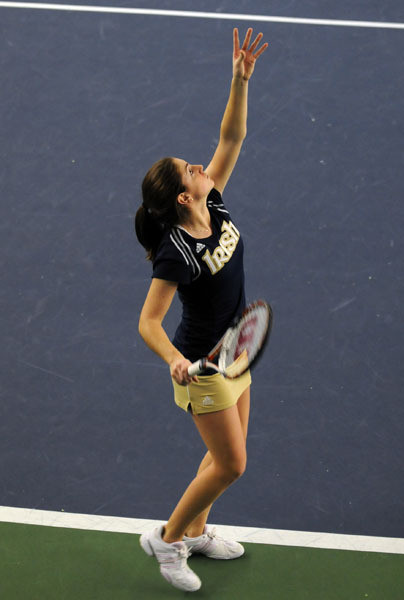 Shannon Mathews improved her singles record to 12-0 with a win versus Iowa.
