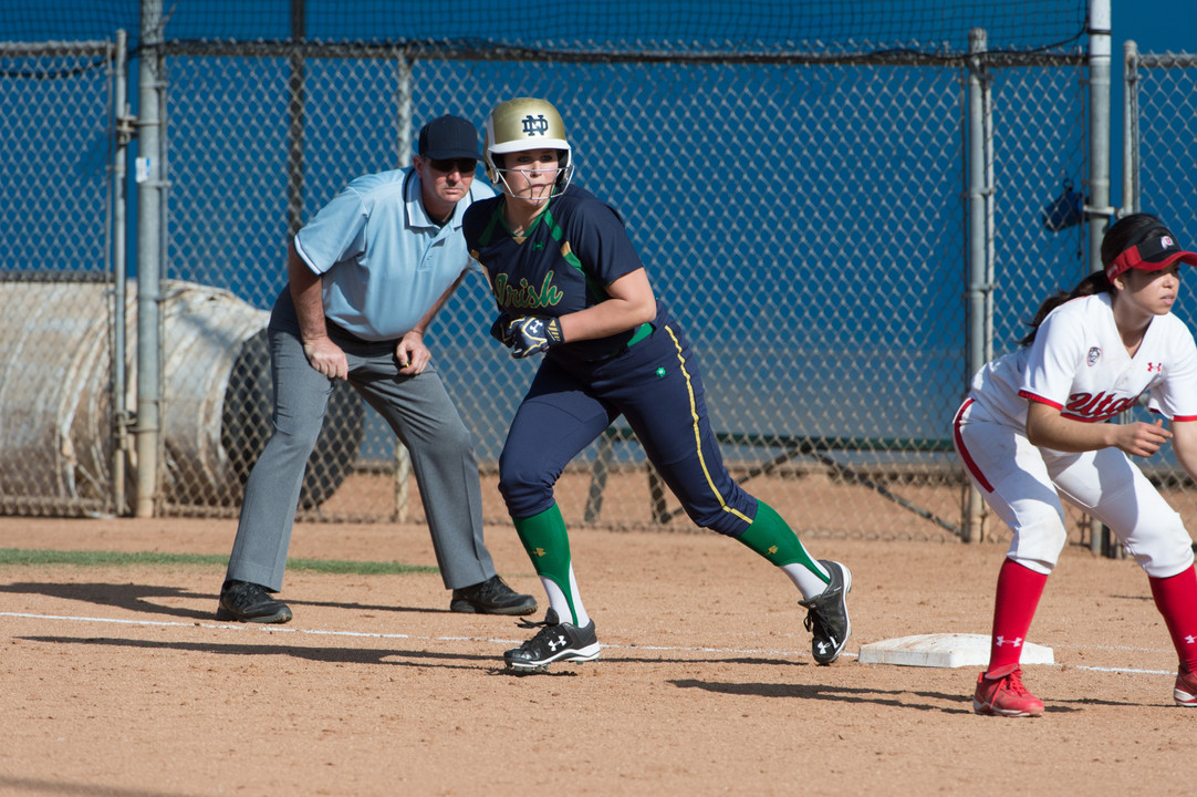 Junior Megan Sorlie scored the winning Notre Dame run in a 3-2 walk-off victory over Northwestern Wednesday night, the 20th straight win for the Irish this season
