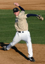 Jess Stewart did not allow an earned run in 4.1 innings of work, helping the Gold come up just shy of winning the 2005 fall intrasquad series (all photos by Pete LaFleur).