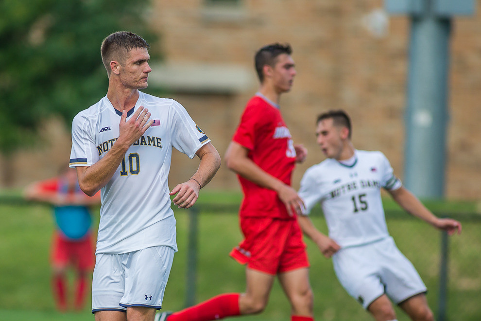 Brandon Aubrey connected on his second successful penalty kick in as many games to lift Notre Dame to a 1-0 win over New Mexico on Sunday