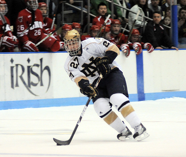 Senior right wing Ryan Guentzel had a career-high, three-point night in Notre Dame's 6-3 win over Holy Cross on Friday night.