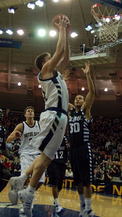 The Irish were victorious at the Joyce Center (89-80) on February 2 as Luke Harangody led four Irish players in double figures with 29 points and 14 rebounds.