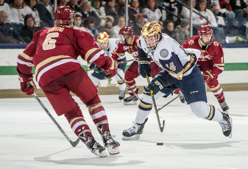 Thomas DiPauli got off three of the 35 shots saved by BC's Thatcher Demko on Friday night.