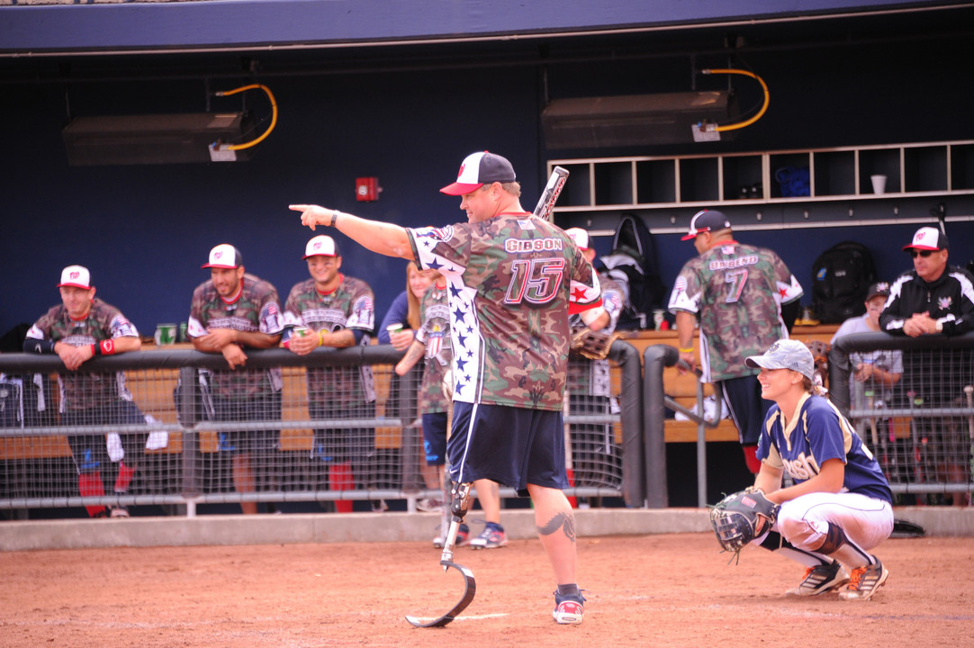 WWAST player William "Spanky" Gibson at the plate against the Notre Dame softball team last Sunday