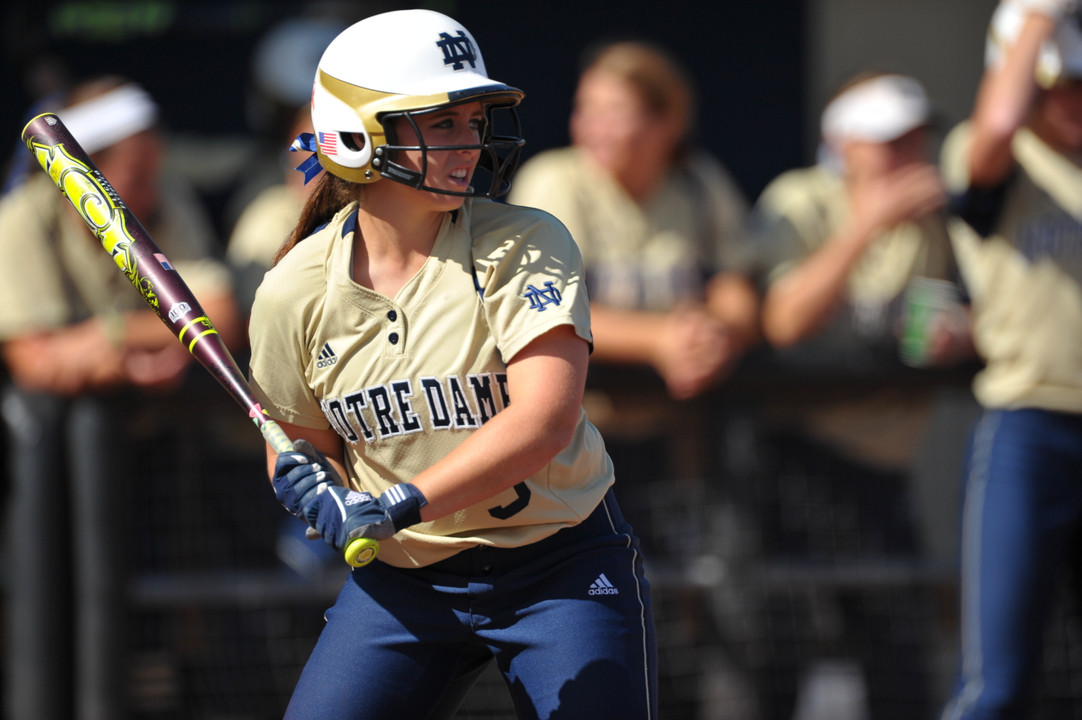 Katey Haus legged out an infield single for the first Notre Dame hit in the bottom of the third inning