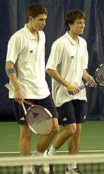 Sophomore Ryan Keckley (left) and senior co-captain Brent D'Amico (right) are the No. 8 seed in the bottom half of the Pacific Coast Doubles Championships.