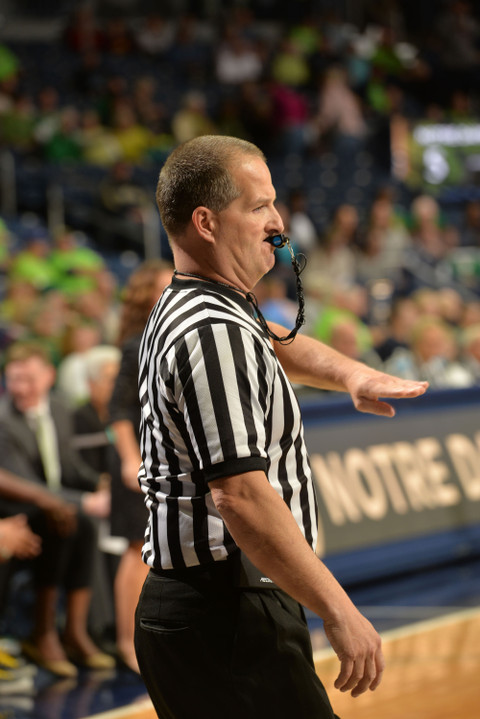 Cancer Survivor Jon Hershberger Officials ND Women's Basketball Game