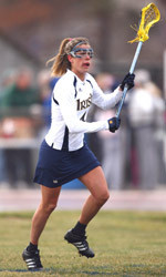 Jillian Byers scored five times but it wasn't enough as Notre Dame lost a heartbreaking 8-7 decision to Rutgers.