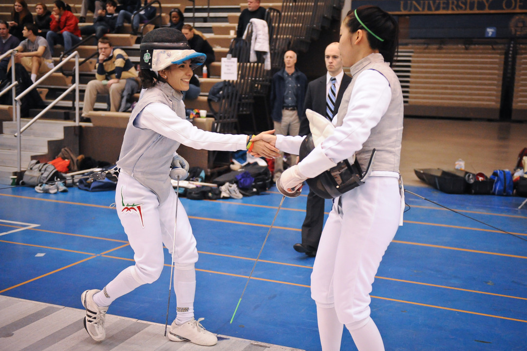 Foilist Adriana Camacho finished the day with a 15-0 record at the Notre Dame Duals.