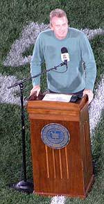 Notre Dame fans who watched the streaming video of last weekend's pep rally for the USC game were able to hear Joe Montana's comments live from Notre Dame Stadium.
