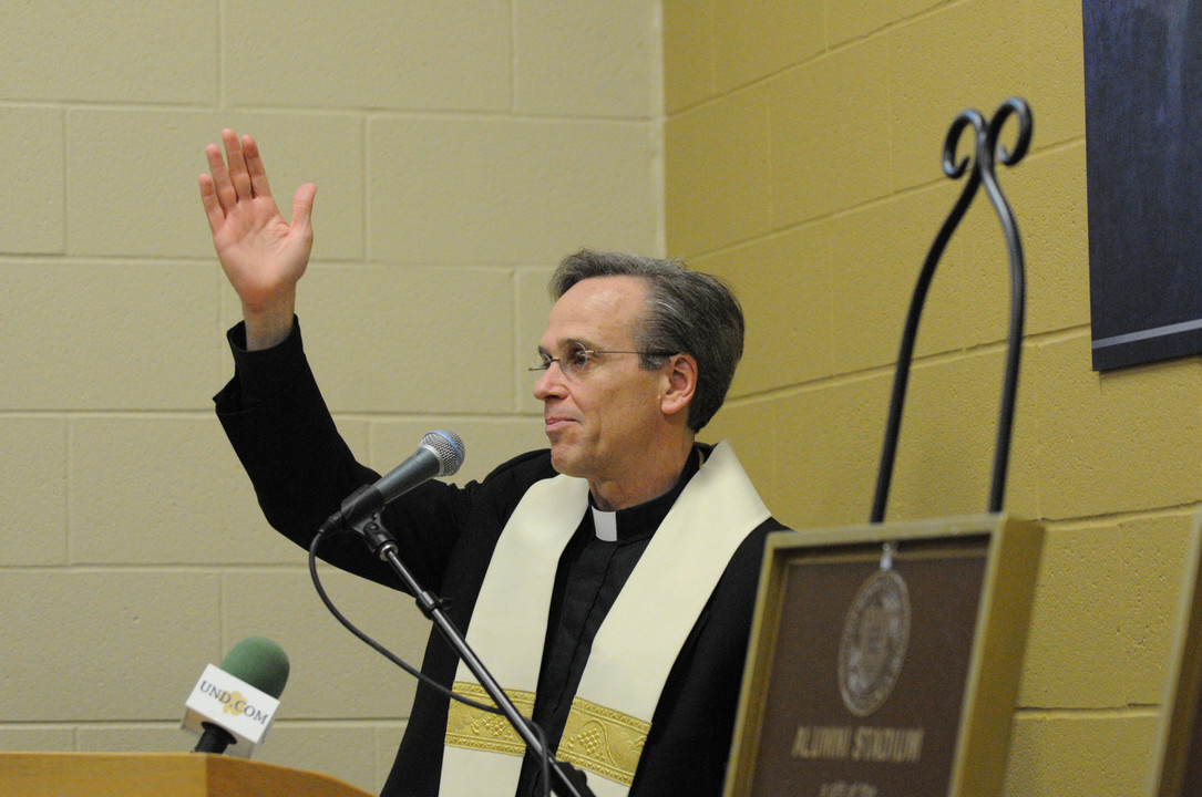 University President Rev. John I. Jenkins, C.S.C. performed the blessing of Alumni Stadium.
