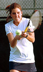 Senior Liz Donohue - who is playing in her first tournament of the fall due to injury - earned her first victory of the season.