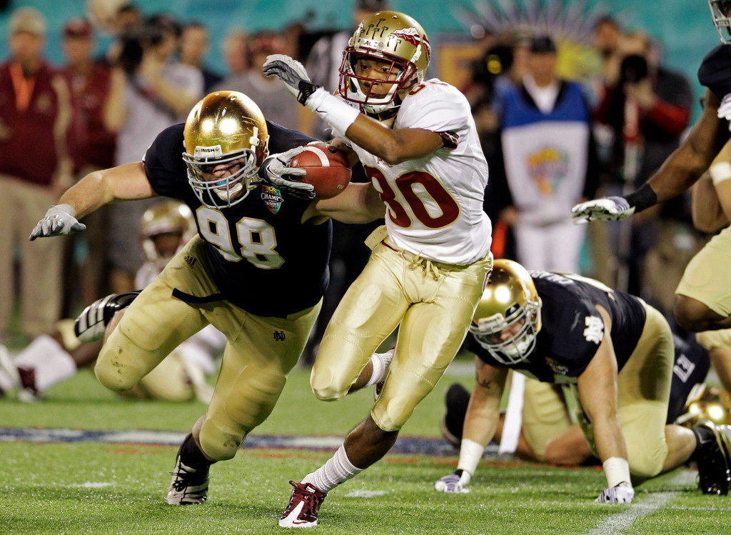 Irish Falter Down the Stretch, Lose to No. 25 FSU 18-14 (AP)