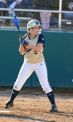 Junior Brittany Glynn and Notre Dame's softball team await the end of a rainshower before taking on Pittsburgh in a conference doubleheader.