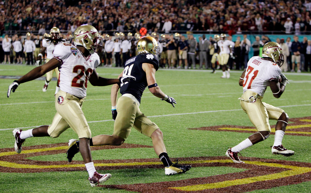 Irish Falter Down the Stretch, Lose to No. 25 FSU 18-14 (AP)