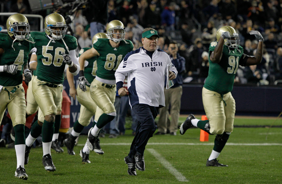 Notre Dame head coach Brian Kelly leads the Irish into their first meeting with Southern Cal under his leadership this evening on ABC.
