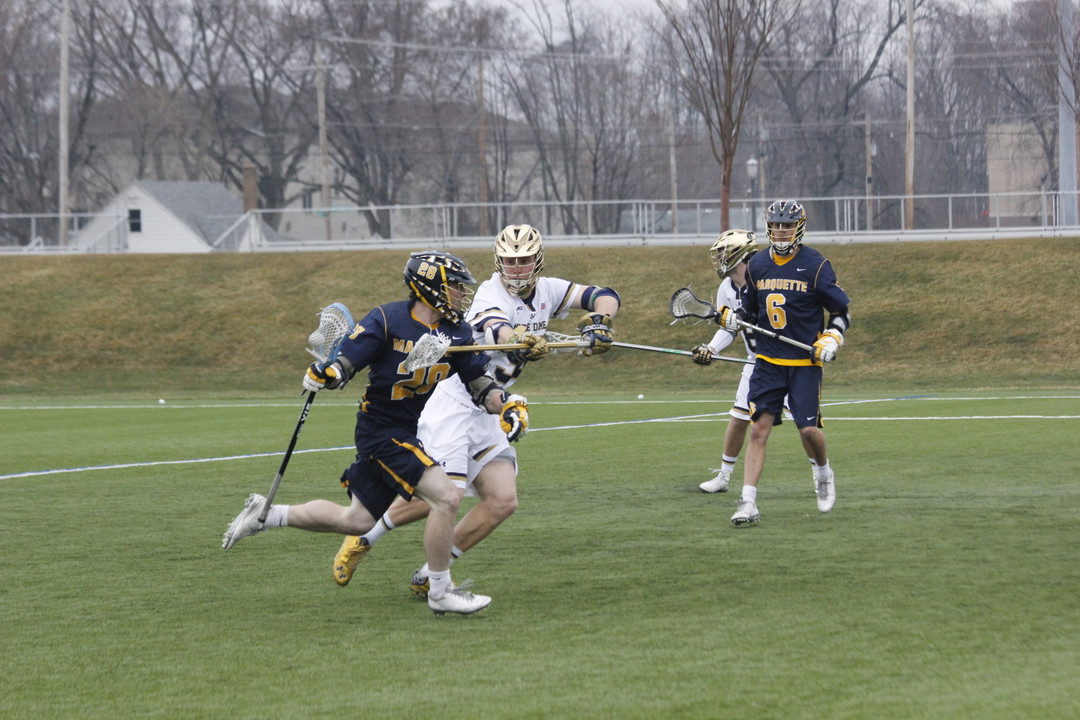 Edwin Glazener in Notre Dame's 14-7 win over Marquette last season.