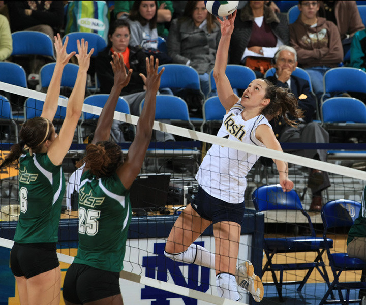 Several tips by sophomore Serinity Phillips fell for scores in Notre Dame's 3-1 conference win against South Florida on Sunday.