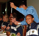 Candace Chapman and the rest of the Irish enjoyed a tasty (and filling) dinner on Aug. 12, with unique table-top carving presentation.