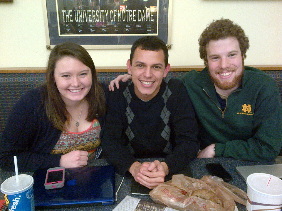Sabreur Alex Coccia was recently elected student council president. Here, he hangs out with his VP Nancy Joyce and a friend.