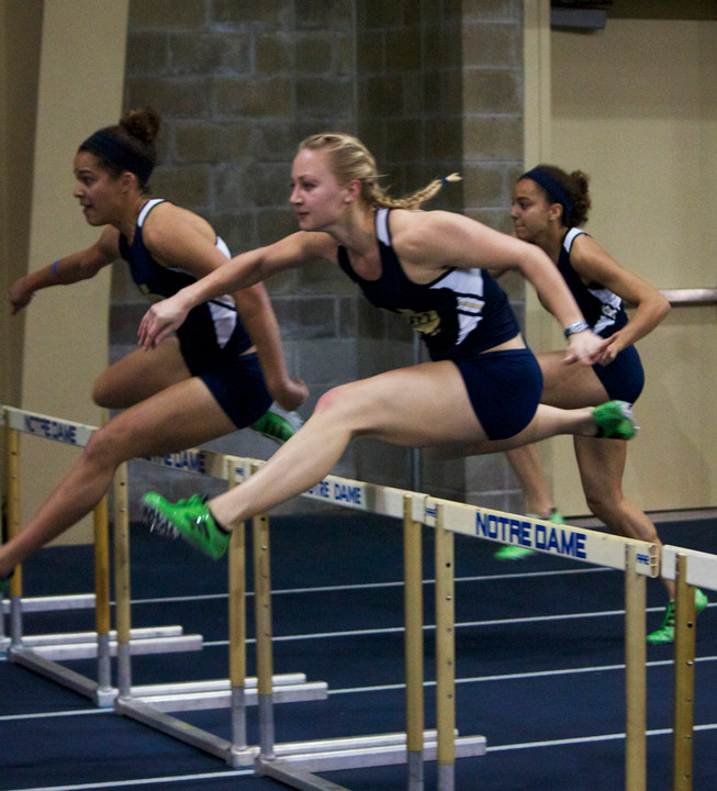 Junior Nevada Sorenson won the 60m hurdles on Sunday.
