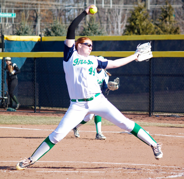 Junior pitcher Laura Winter picked up the win in game one and also added a home run and six RBI in a Wednesday sweep over Georgetown.