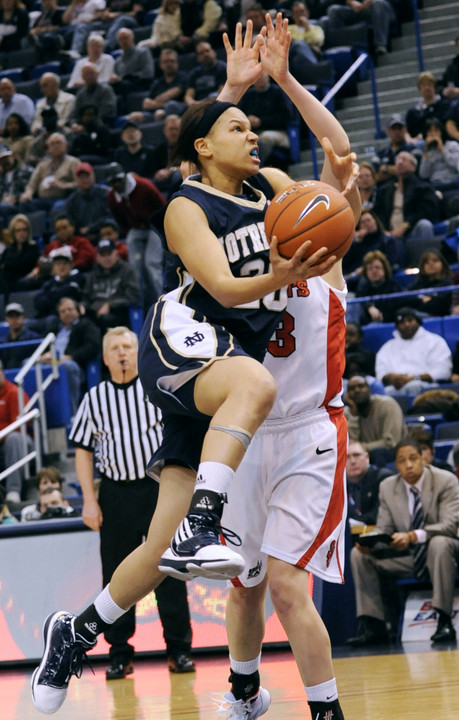Two-time all-BIG EAST and 2010 all-region senior guard/tri-captain Ashley Barlow is the first Notre Dame player (male or female) to register 1,000 points, 500 rebounds, 250 assists and 250 steals in her career.