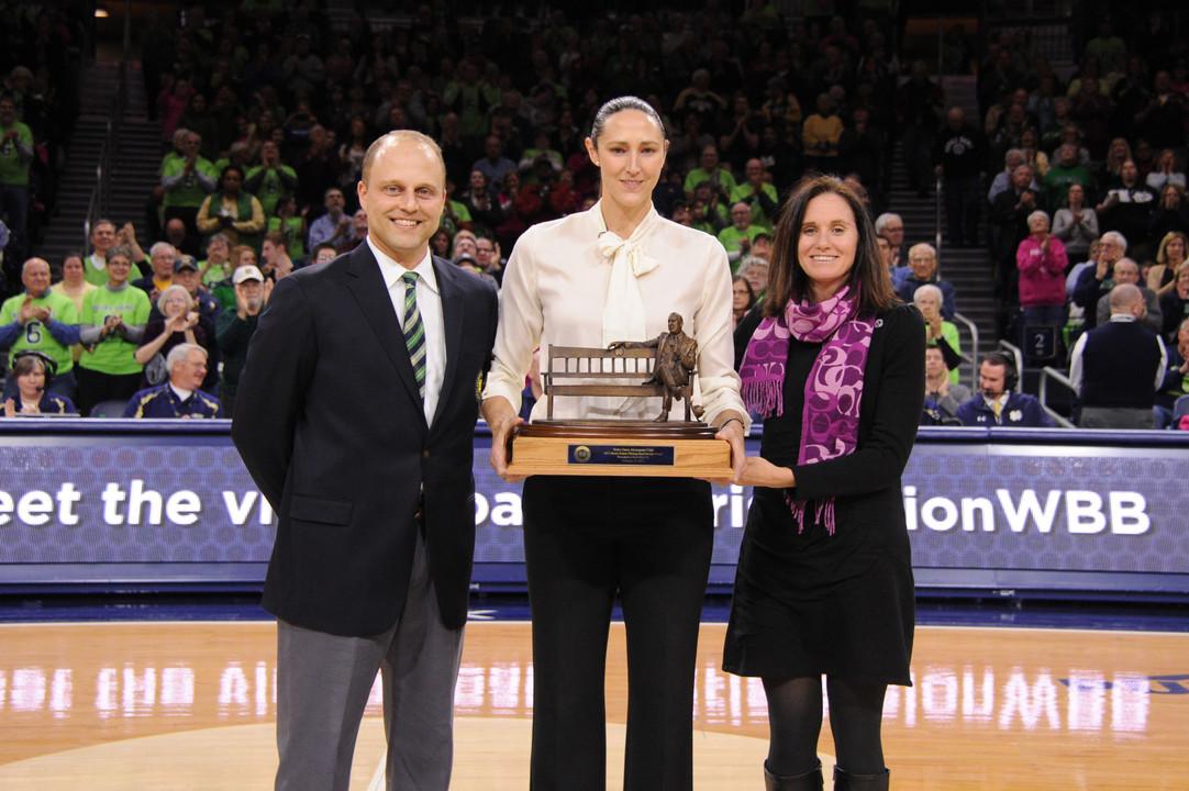 Ruth Riley received the Moose Krause Distinguished Service Award in February.