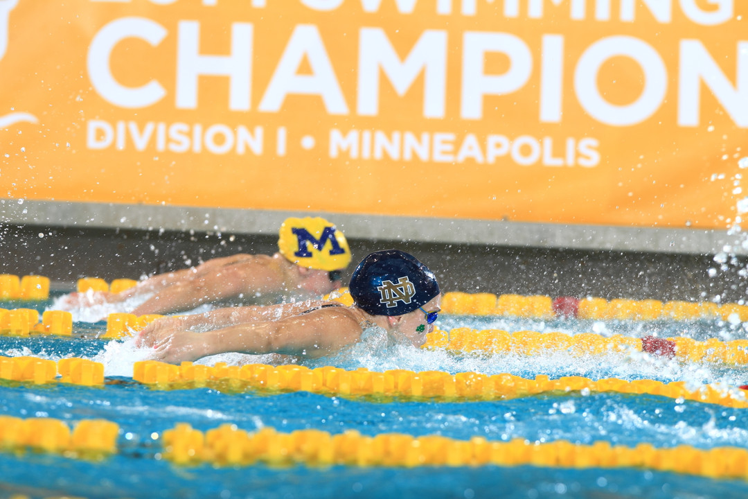 Senior Courtney Whyte clocked an NCAA B cut time in the 100 fly Thursday evening.