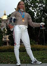 Notre Dame sabre standout Mariel Zagunis - to be featured on the Aug. 8 Today Show - will be hoping to bring another gold medal back to Notre Dame, following the 2008 Olympic Games in Beijing (photo by Mike Bennett).