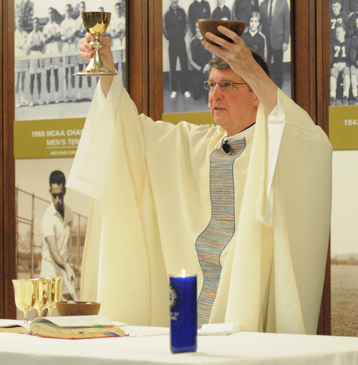 Athletics department chaplain Rev. Paul Doyle, C.S.C. ('65) will celebrate the Monogram Club post-game Mass on Saturday.