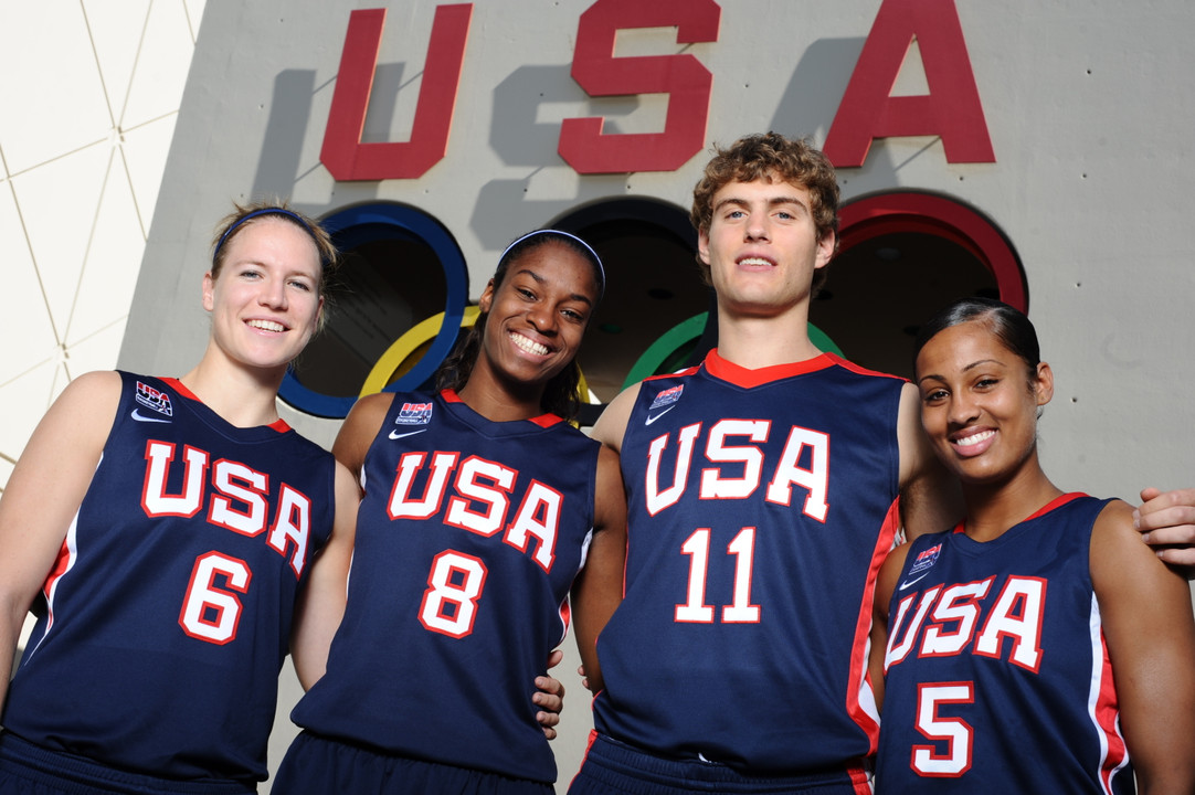 Notre Dame women's basketball player Skylar Diggins poses with two-time Irish men's basketball captain Tim Abromaitis.