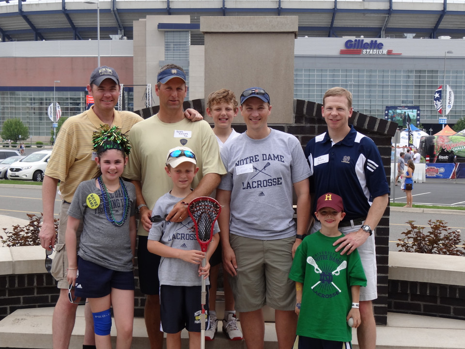 Lacrosse Monogram winners (left to right) Rob Williamson, Pete Senger ('93), and Chris Bury ('95) attended the reception with their families