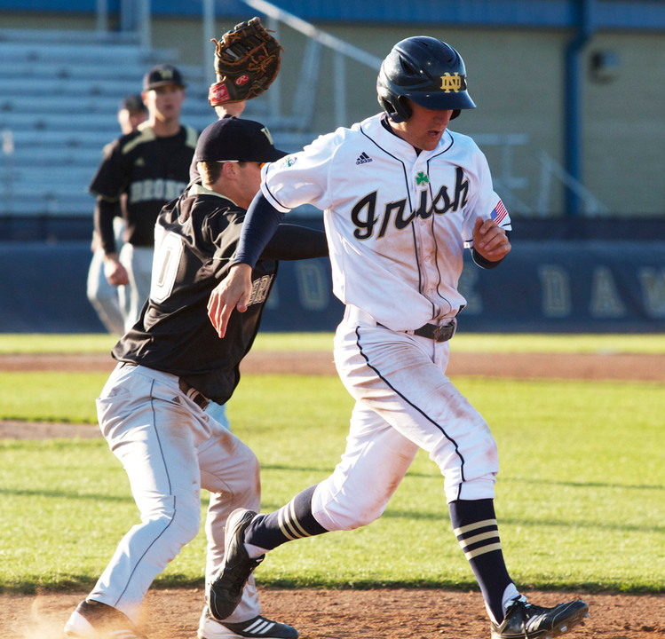 Freshman left fielder Mac Hudgins had a pair of hits in Notre Dame's 9-4 loss to Central Michigan.