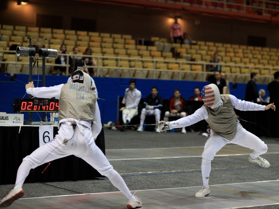 Gerek Meinhardt once again pulled off the win against friend and TeamUSA teammate Alex Massialas of Stanford, 5-1.