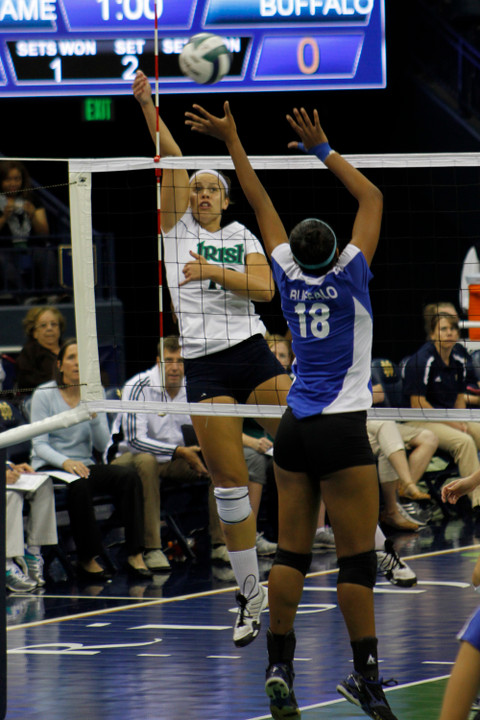 Junior Jeni Houser led the Irish with nine kills and a .692 attack percentage Friday night.