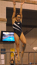 Senior diver Natalie Stitt set both Notre Dame and Rolfs Aquatic Center records off the 3-meter board Saturday at the Shamrock Invitational.