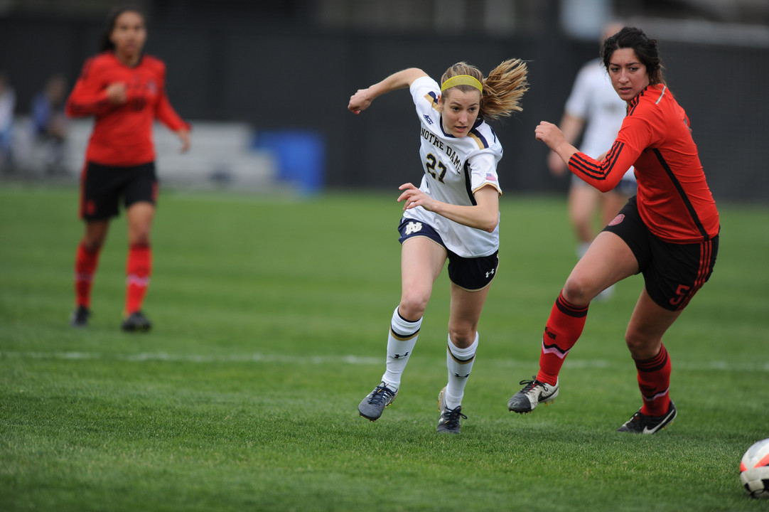 Kaleigh Olmsted added a second-half goal as No. 13/4 Notre Dame defeated Indiana on Friday at Alumni Stadium.