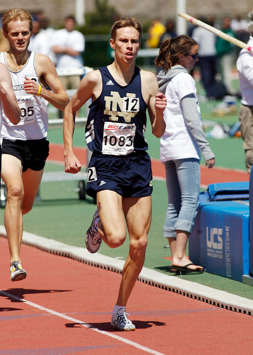 Senior Kurt Benninger is the fourth Notre Dame runner to qualify for the NCAA finals in his event, finishing 12th in the 1,500-meter semifinals (season-best 3:43.34) at the NCAA Outdoor Track &amp; Field Championships Thursday night in Sacramento, Calif. <i>(photo by Stephen Slade/BIG EAST Conference)</i>