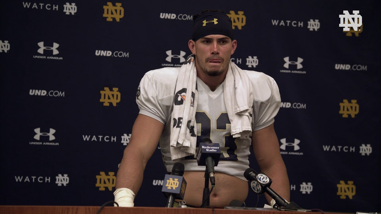 @NDFootball | Drue Tranquill Post Practice Interview Ball State Week (2018)