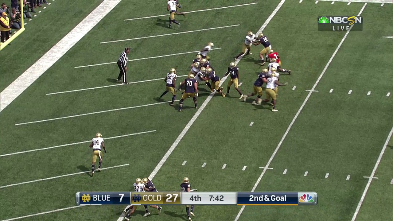 Notre Dame Football Quick Plays Wimbush TD Run April 22, 2017