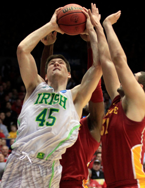 Jack Cooley played 26 minutes and had a game-high tying 10 rebounds for the West squad in the losing effort.