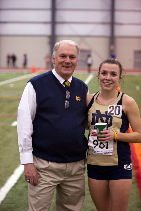Head coach Joe Piane and senior Alexa Aragon.