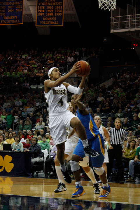 Sophomore guard Skylar Diggins scored a game-high 22 points in Thursday's 86-83 double-overtime loss to #15 UCLA.
